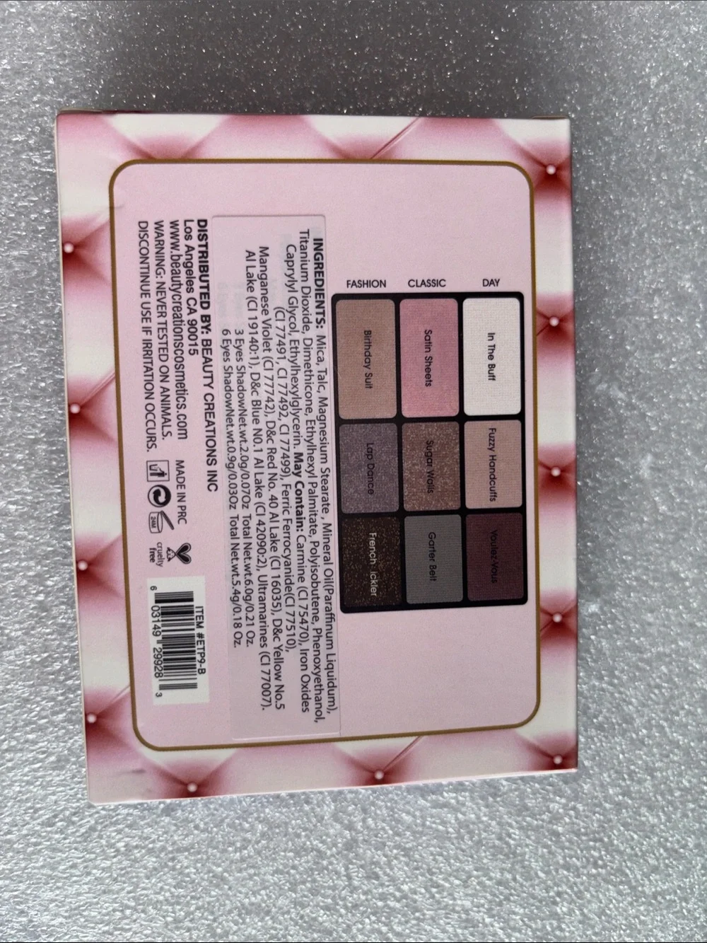 Beauty Creations Bare Naked Eyeshadow Palette - Pink with Gold Accents